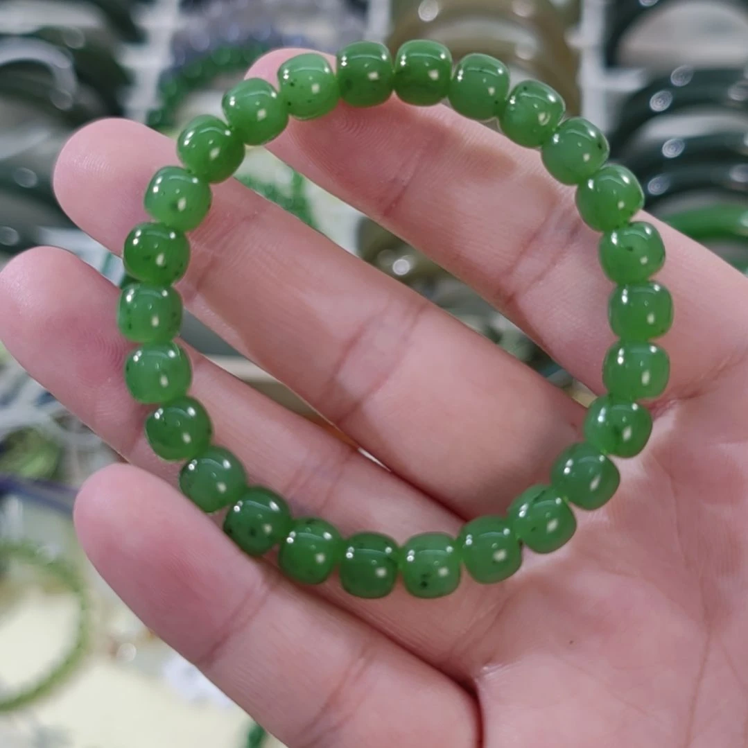 用***2和田玉未镶嵌手链7×8老型碧玉手串×1