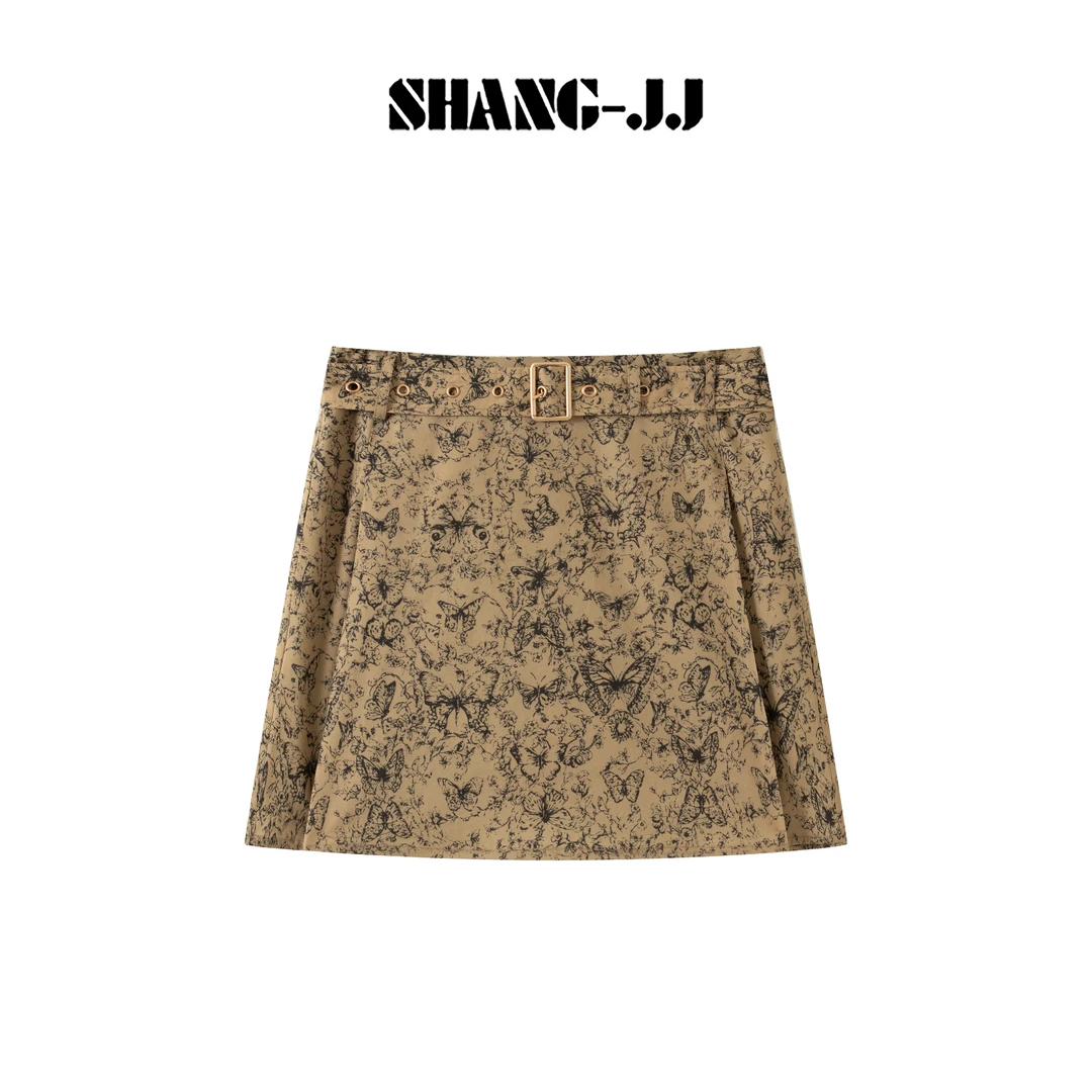 SHANG-JJ【蝴蝶花语】25ss新品满分棉复古蝴蝶优雅半身裙q134109p
