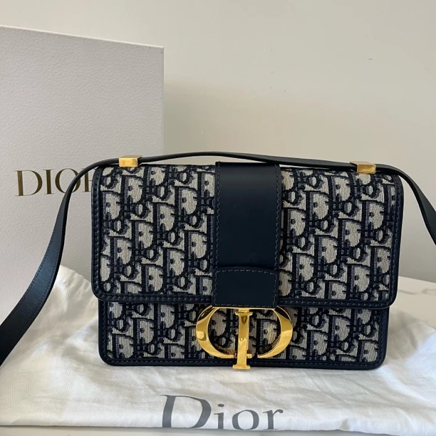 99新 DIOR/迪奥 迪奥Dior蓝色老花蒙田 肩带款 底24