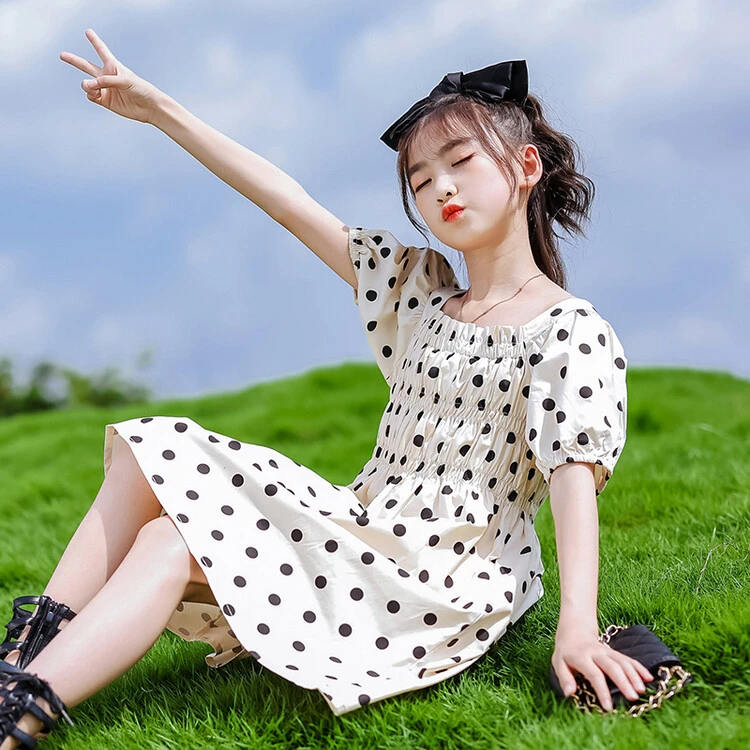 女童连衣裙夏装2025新款小女孩洋气仙女裙儿童裙子圆点甜美公主裙
