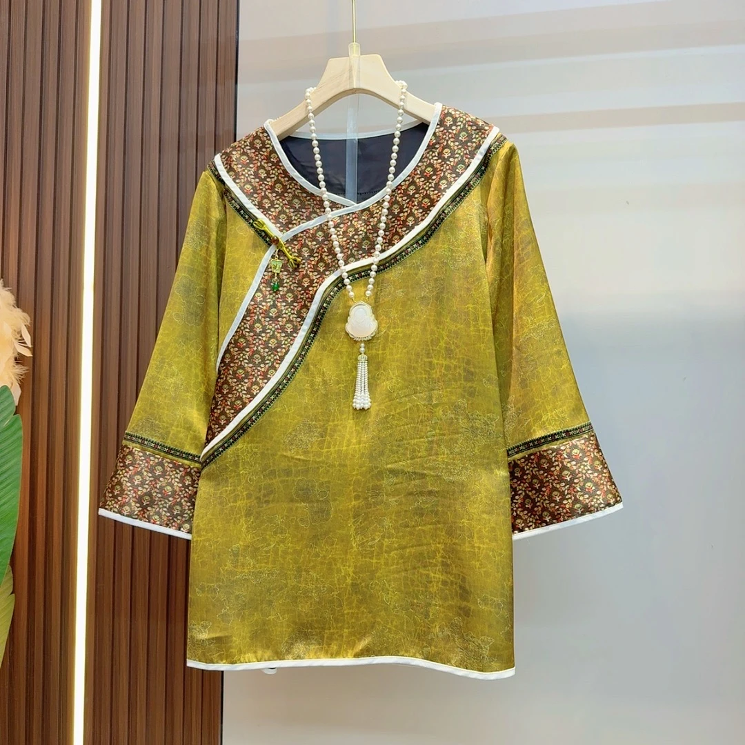 2025年新中式国潮百搭斜襟上衣25125