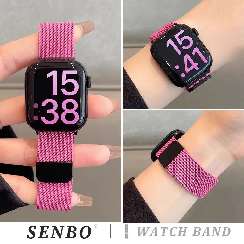 适用苹果s10新款手表表带s9米兰尼斯磁吸表带iwatch8/7金属不锈钢