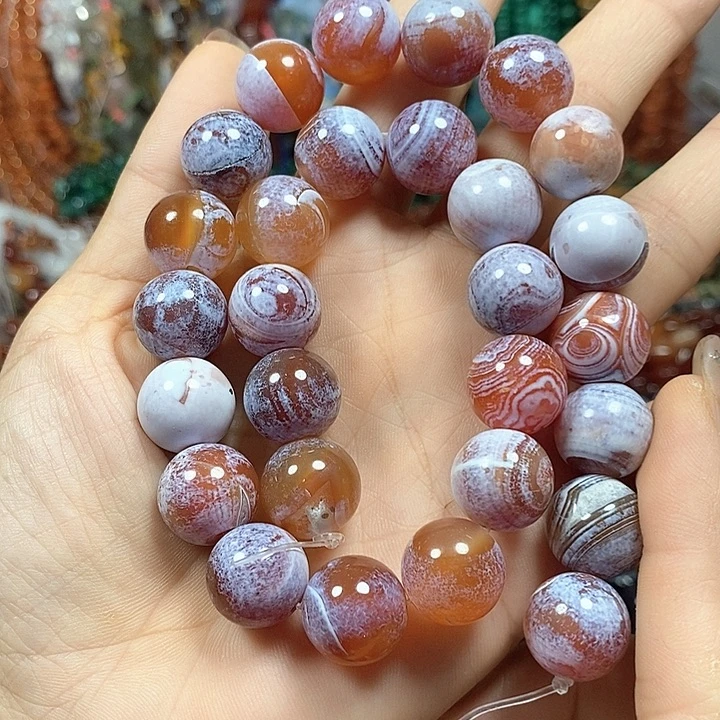 玛瑙/玉髓未镶嵌珠宝半成品奶皮玛瑙卡14mm