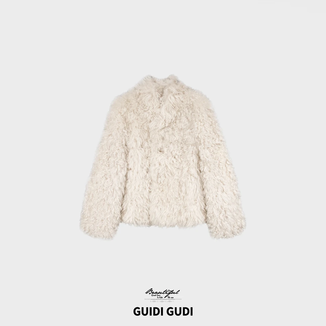 GUIDI GUDI【棕树下】时尚慵懒柔软宽松外套/黄加蓝