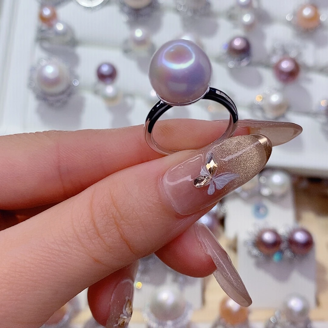 银S925镶嵌戒指淡水珍珠11➕