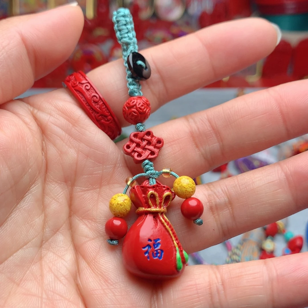 天然辰砂工艺品朱砂钥匙扣