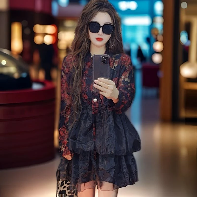 碎花短外套重工网红宽松型时尚设计师薄款夏季服装