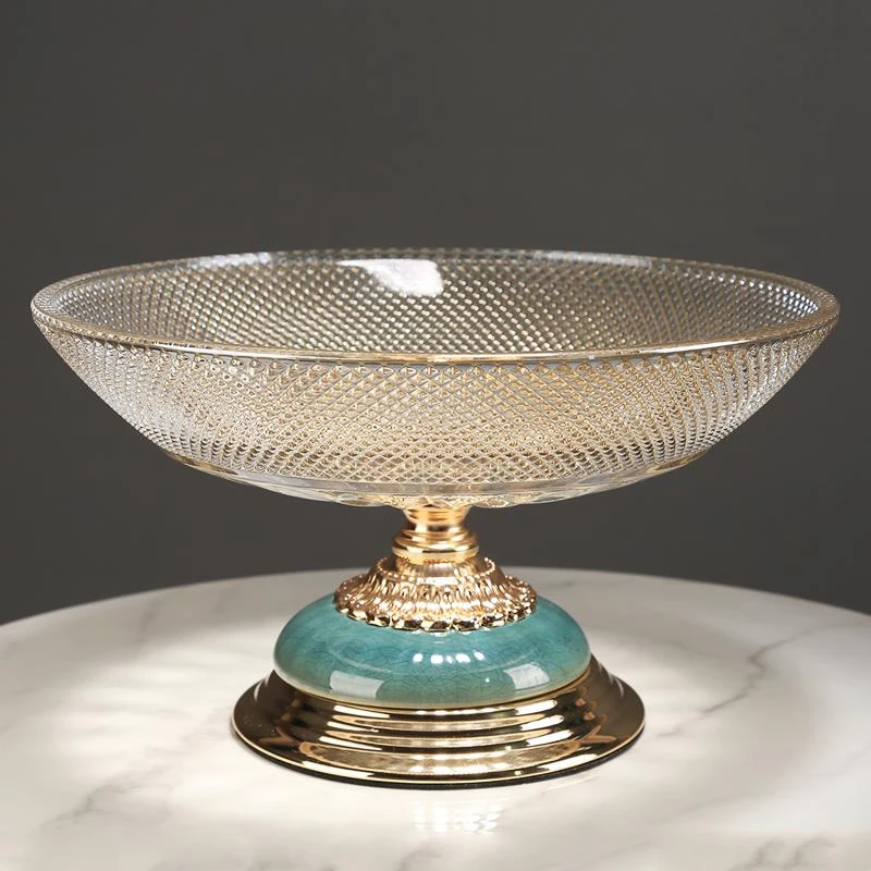 轻奢陶瓷玻璃果盘茶几装饰水果盘糖果盘干果盘客厅餐桌样板间摆件