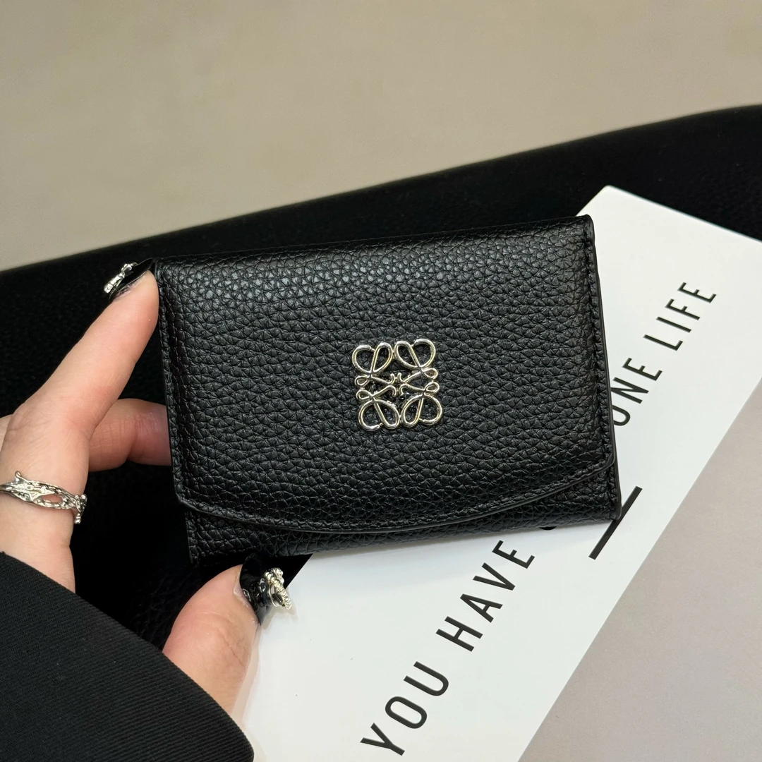 2025新款金标L家老花身份证件包大容量卡包奢侈三折叠皮质零钱包