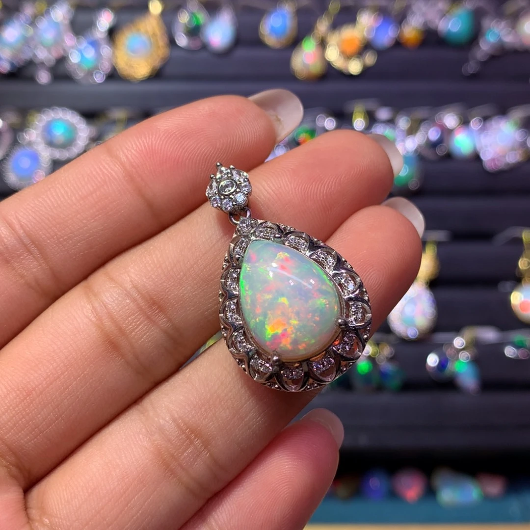 欧泊银S925镶嵌吊坠款