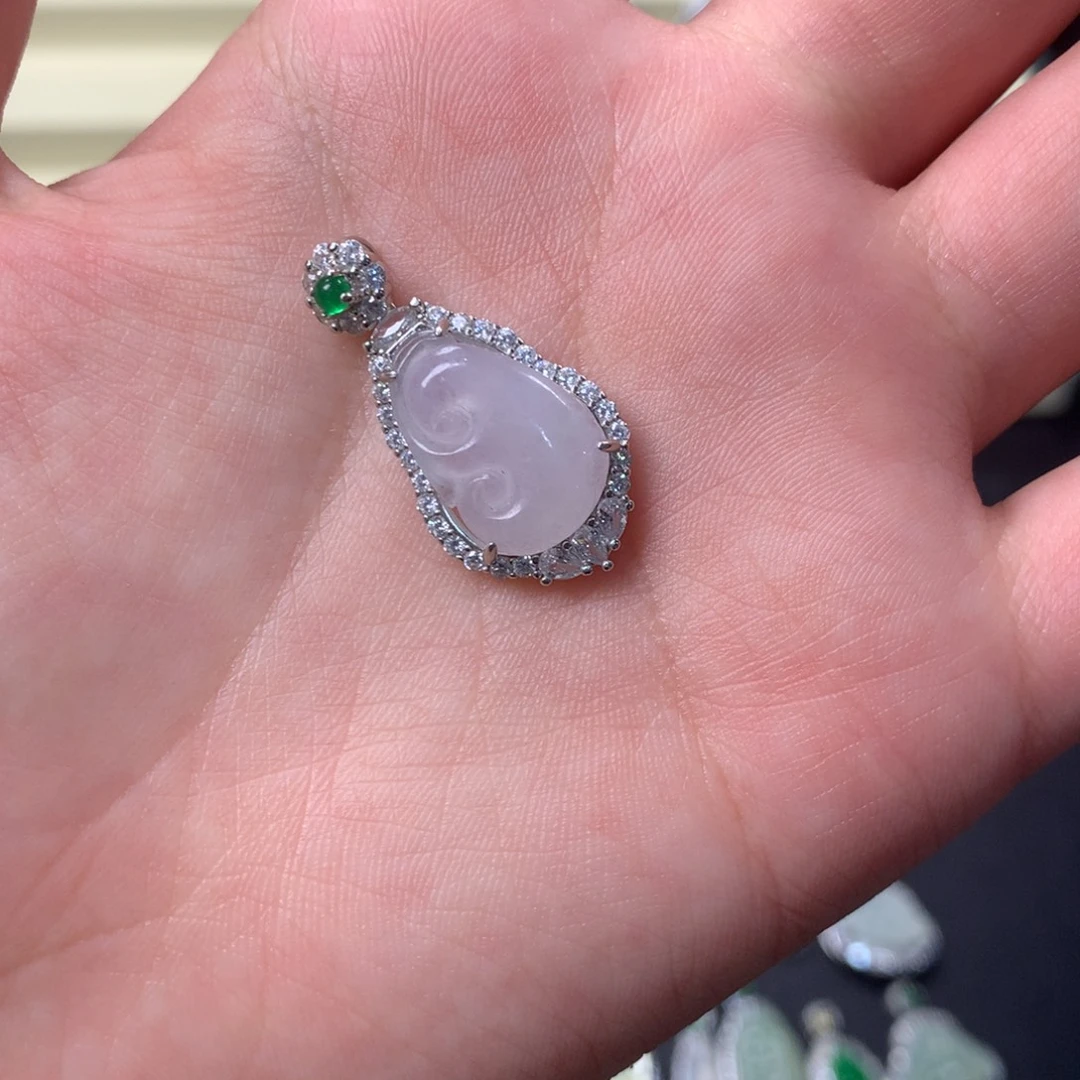 翡翠银S925镶嵌挂件