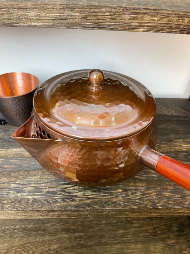 ［银盛铜器］大容量一张打烤色手工加厚紫铜煮奶茶壶家用