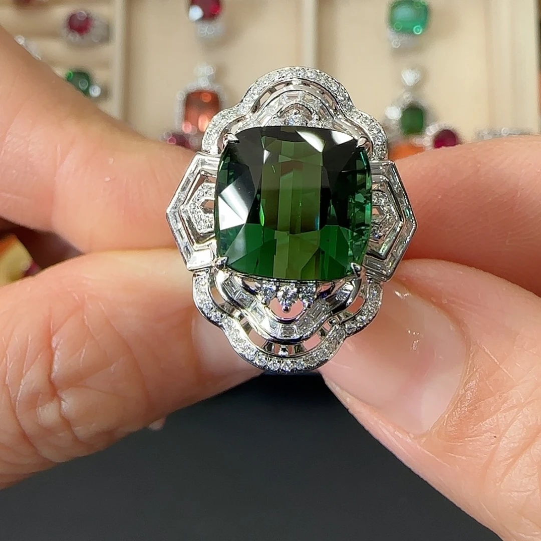 戒指碧玺18K金镶嵌9.07ct