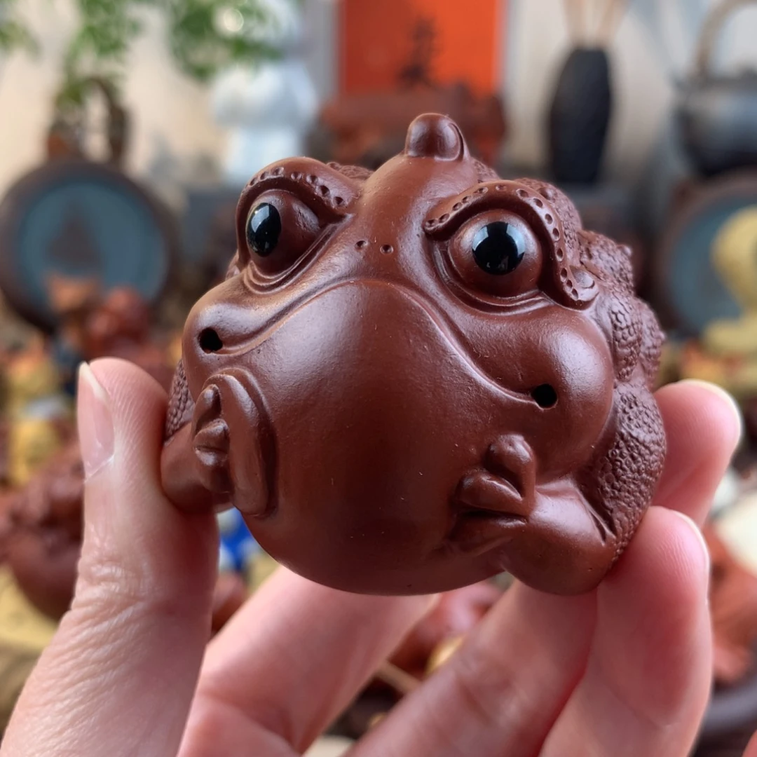 紫砂茶宠一鼓作气金蟾朱泥大红袍清货价