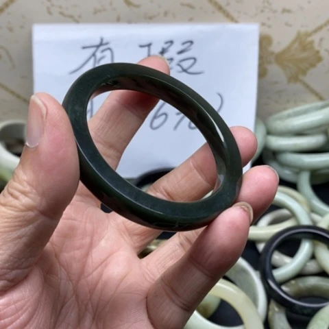 未镶嵌蛇纹石玉手镯苹*.