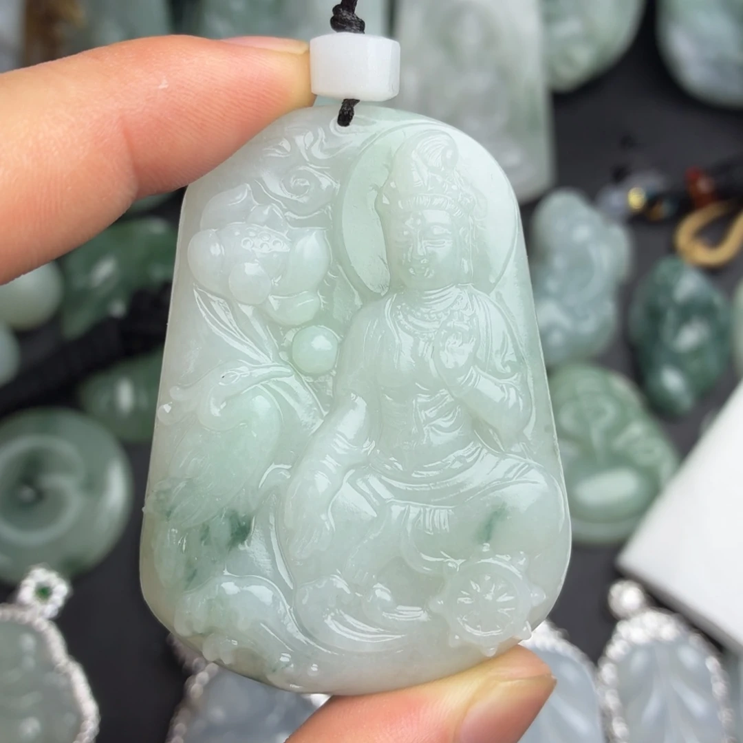 定制翡翠未镶嵌缅A翡翠人物牌