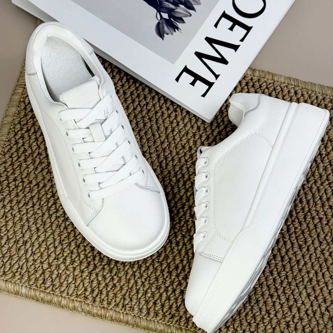 纯色头层牛皮小白鞋单鞋鞋子潮流情侣百搭时尚