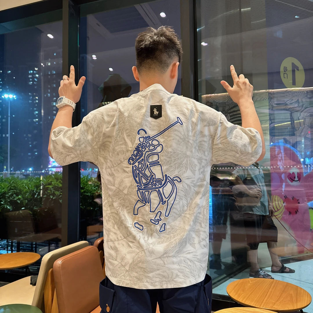 探戈服饰【拉家刺绣战马t恤】2025夏季短袖潮牌百搭重工透气男女t恤