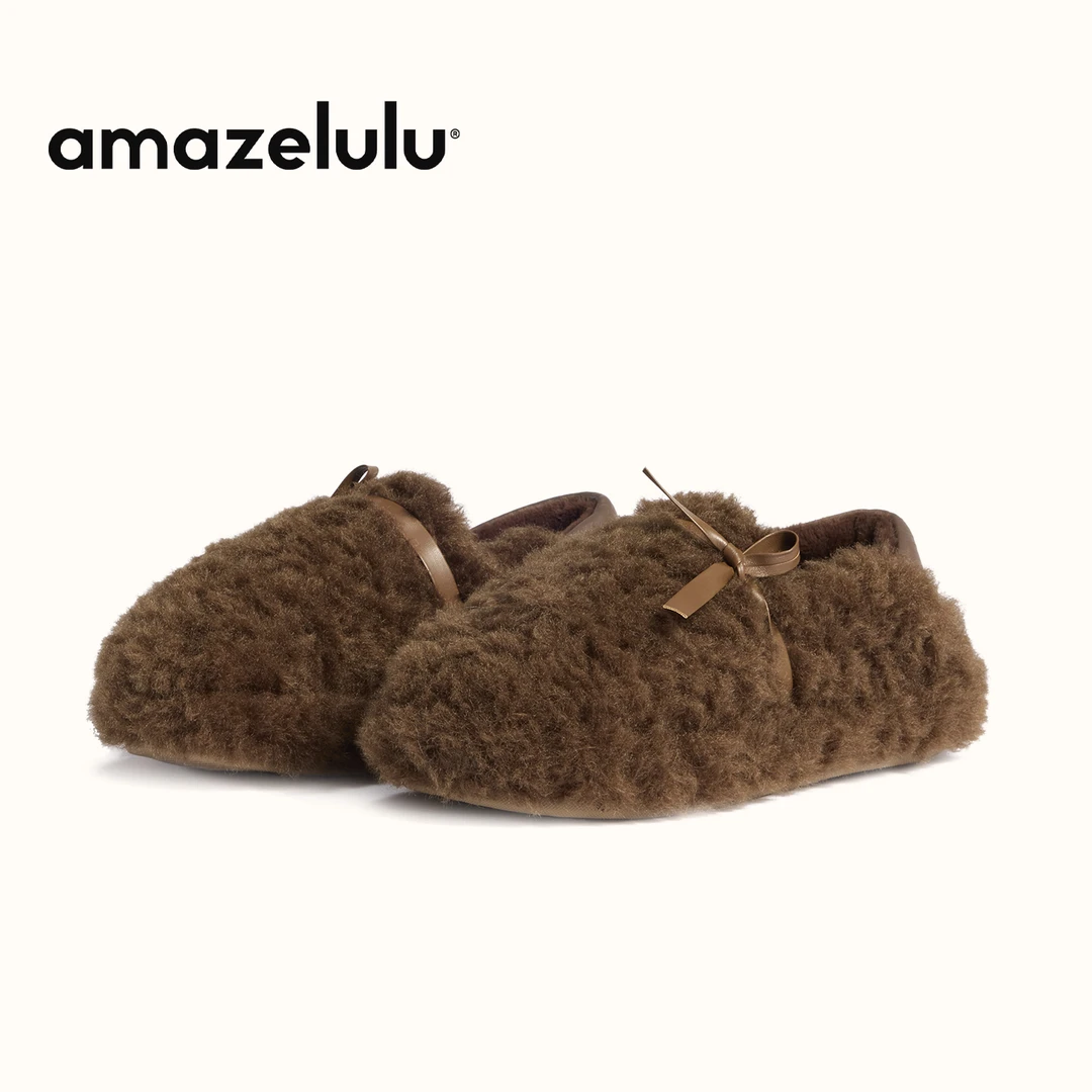 amazelulu毛毛拖鞋女包跟厚底外穿2025新款一脚蹬毛毛鞋冬季保暖