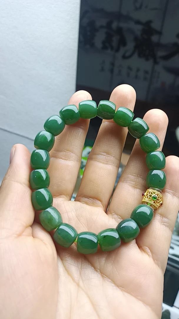 和田玉碧玉直切卡10/11手链