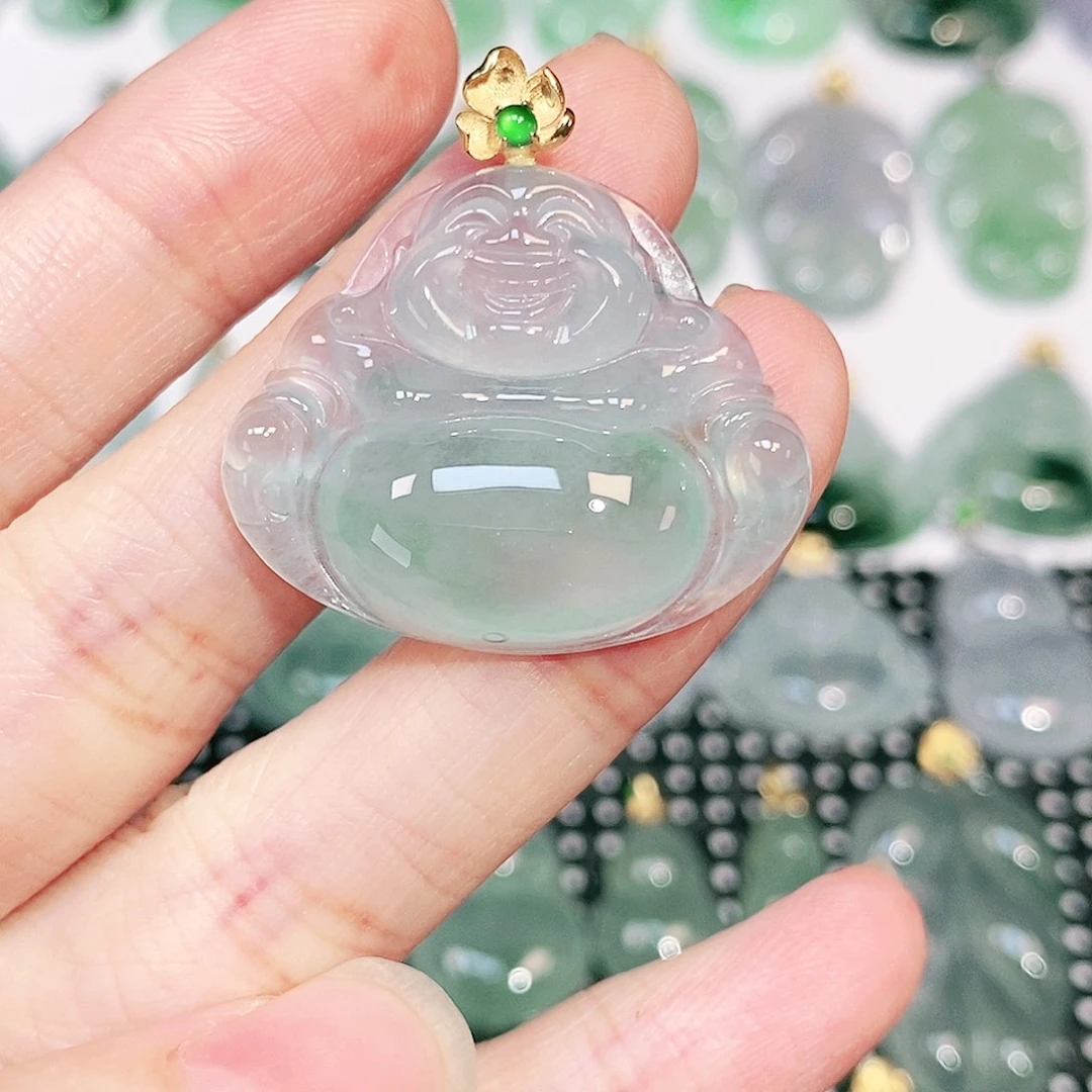 吊坠(不含链)18K金镶嵌翡翠