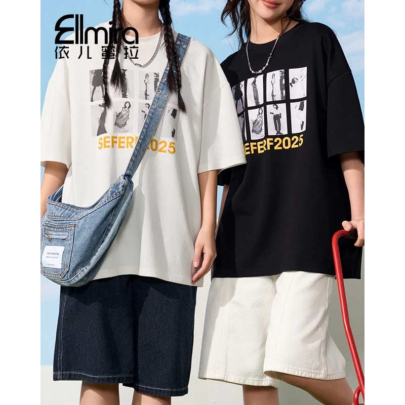 9065女童短袖t恤大版T夏季上衣宽松圆领2025新款大童洋气薄潮款