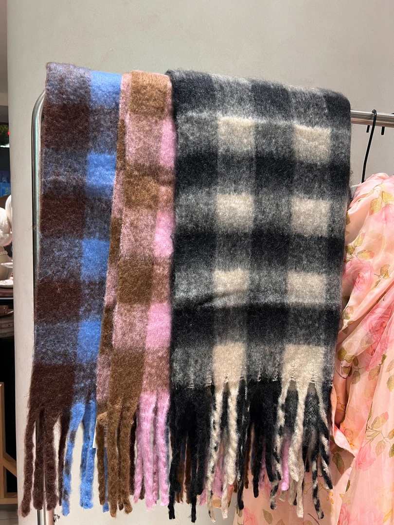 【乐玛施】经典加厚成人格子保暖百搭披肩 J998