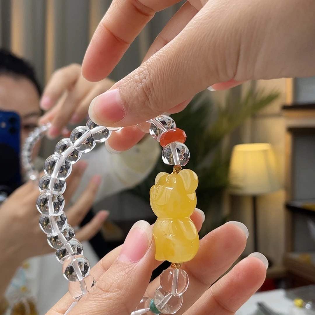 琥珀裸石未镶嵌蜜蜡手串