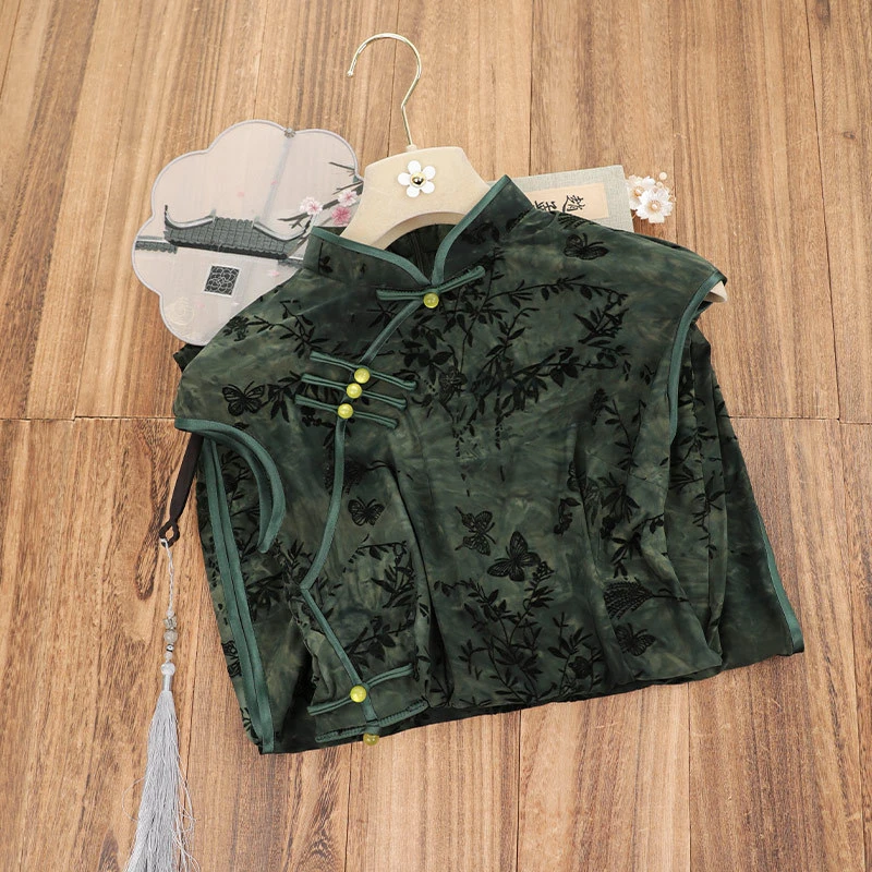 俏娘鱼墨绿复古改良新中式大码旗袍女2025春夏新款国风素雅日常穿