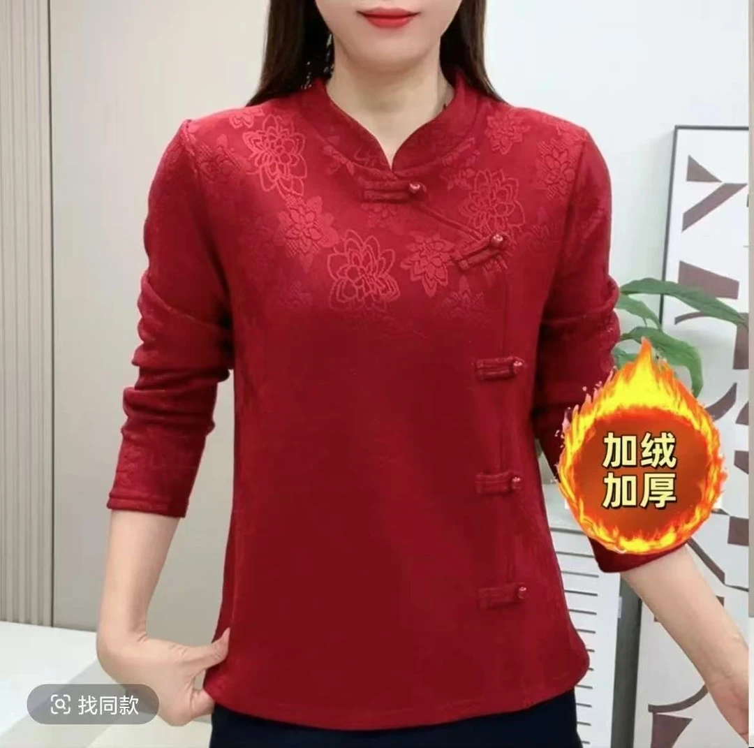 国风盘扣加厚女士上衣时尚百搭显瘦气质遮肉洋气