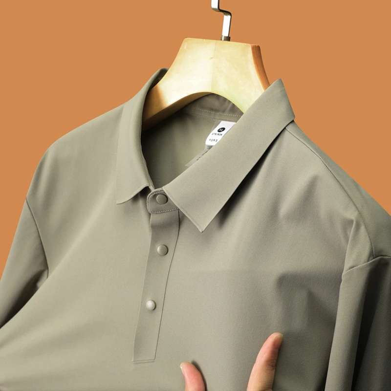 纳米格冰丝无痕男短袖商务休闲宽松型纯色Polo衫弹力免烫舒适透气