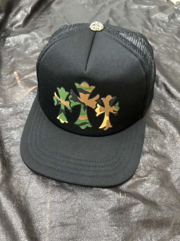 99新 Chrome Hearts/克罗心 拼接网眼 - 棒球帽 男款 黑色 98新