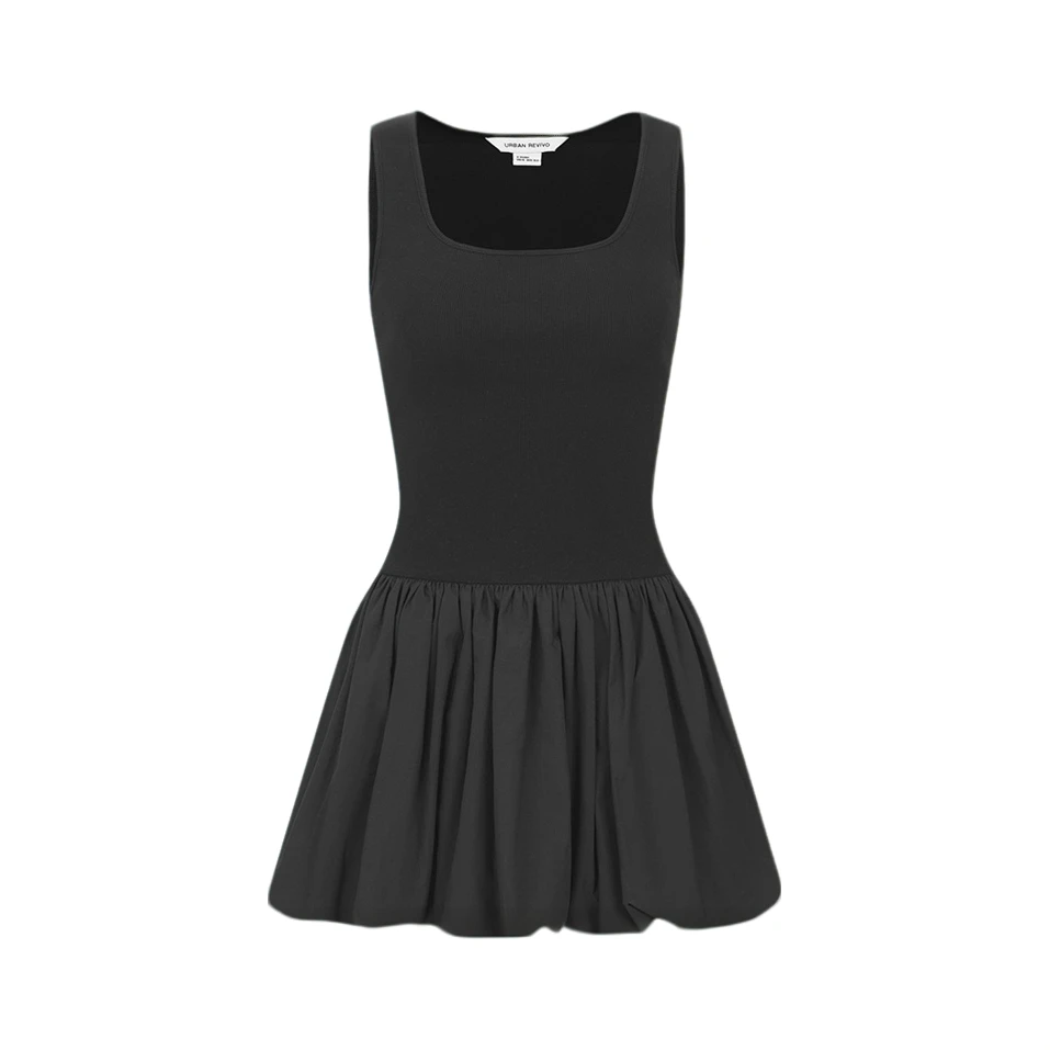 UR2025夏季新款女装时尚设计感拼接修身U型领连衣裙UYY750032