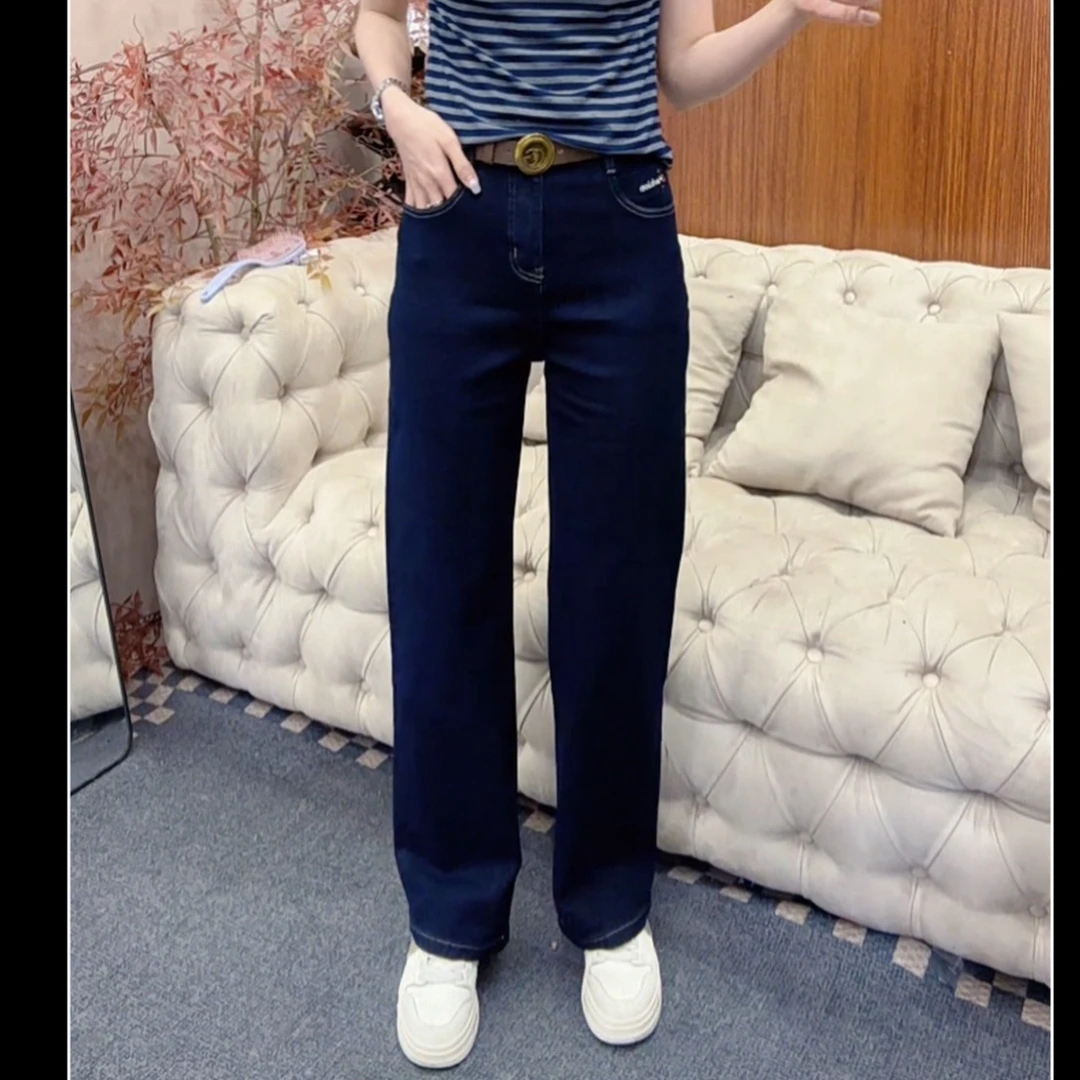 月月家,早秋新款牛仔裤弹力显瘦窄版直筒裤遮肉显瘦裤子1651