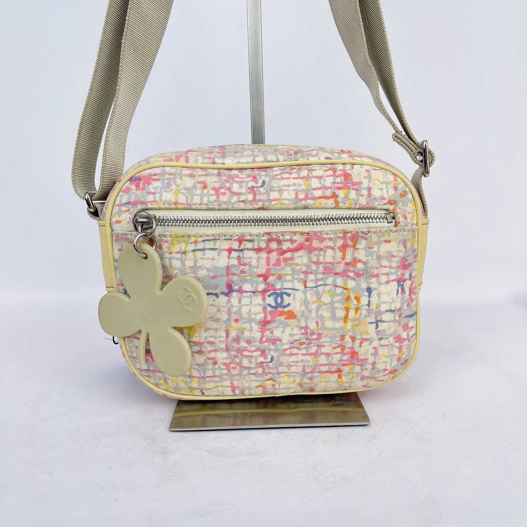 95新 Chanel/香奈儿 香奈儿 拼色帆布单肩包96开底长18 L514