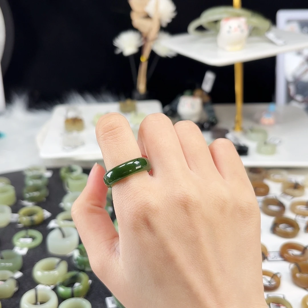 和田玉未镶嵌戒指P10碧玉红皮细条18.1不退换