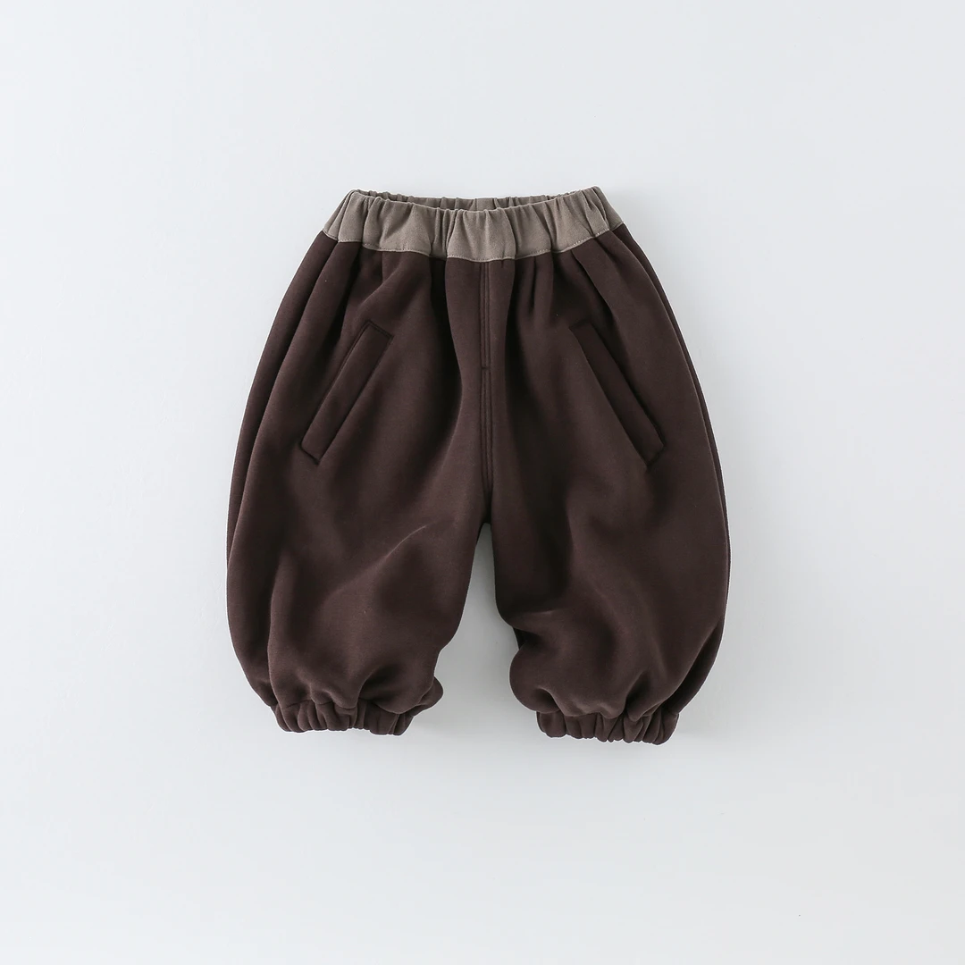 【清货】儿童加绒裤2024韩版洋气加绒款休闲裤-纯色斜兜AK917