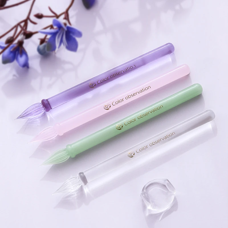 迷你玻璃笔透明玻璃蘸水笔彩色蘸墨笔高颜值古风水晶笔沾水钢笔