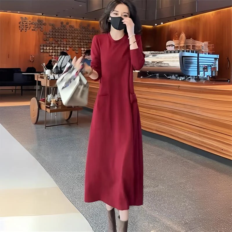 连衣裙春款新款爆款欧若风时尚长袖针织打底穿搭减龄漂亮洋气裙子
