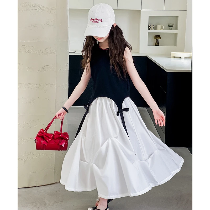 女童套装2025新款夏季儿童洋气背心收褶裙大童韩范半身裙两件套潮