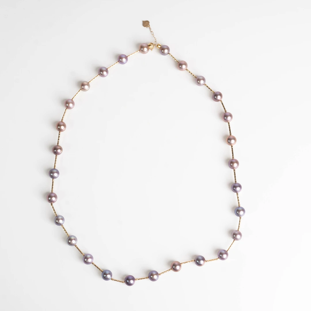 【大D】[翎羽]18金/近正圆妖紫超强光满天星项链/6-7MM