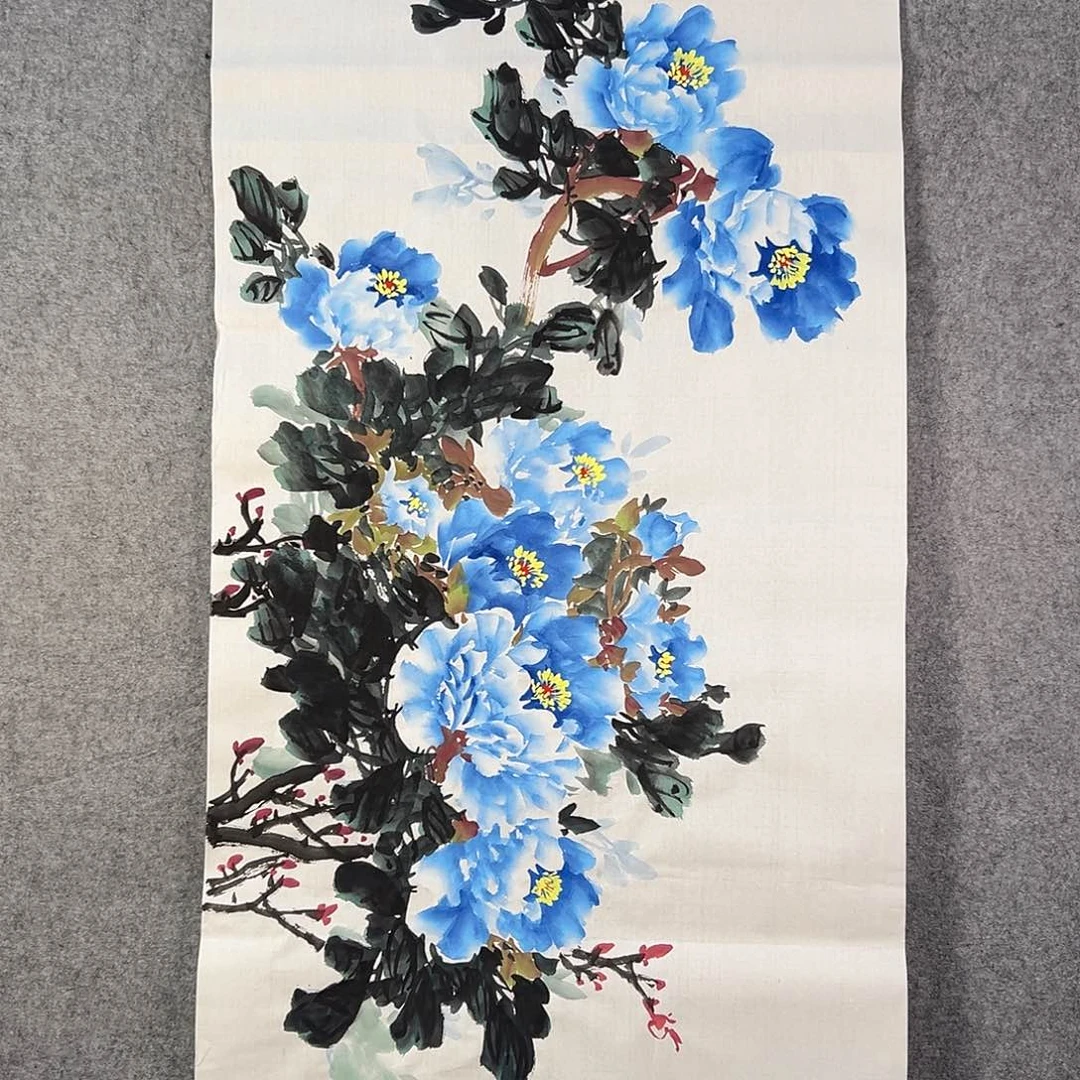 国画044 花鸟在树丛的顶端鸣叫叫声响