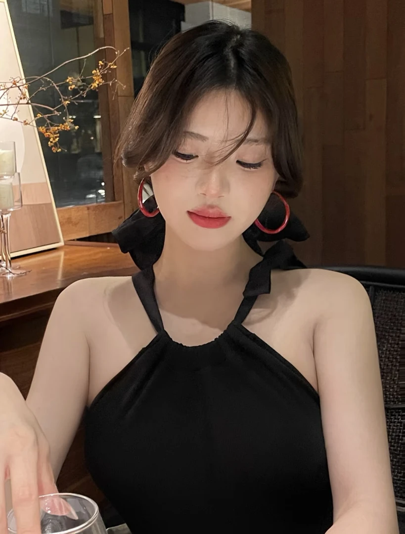 超大黑色氛围感法式复古缎面大肠发圈在逃公主富家千金气质高级