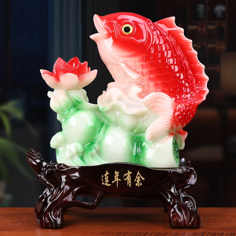 高档中式年年有余鱼摆件乔迁开业客厅办公室家居装饰新房创意摆设