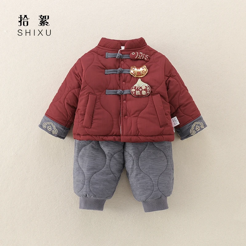 婴儿衣服冬装加绒汉服棉衣套装百天周岁宝宝新中式兄妹装拜年服