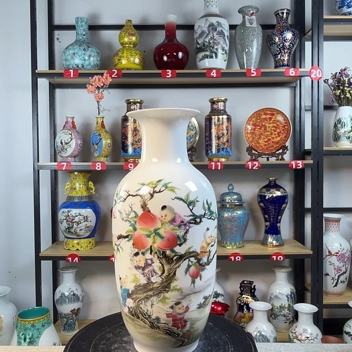 陶摆件景德镇九子蟠桃