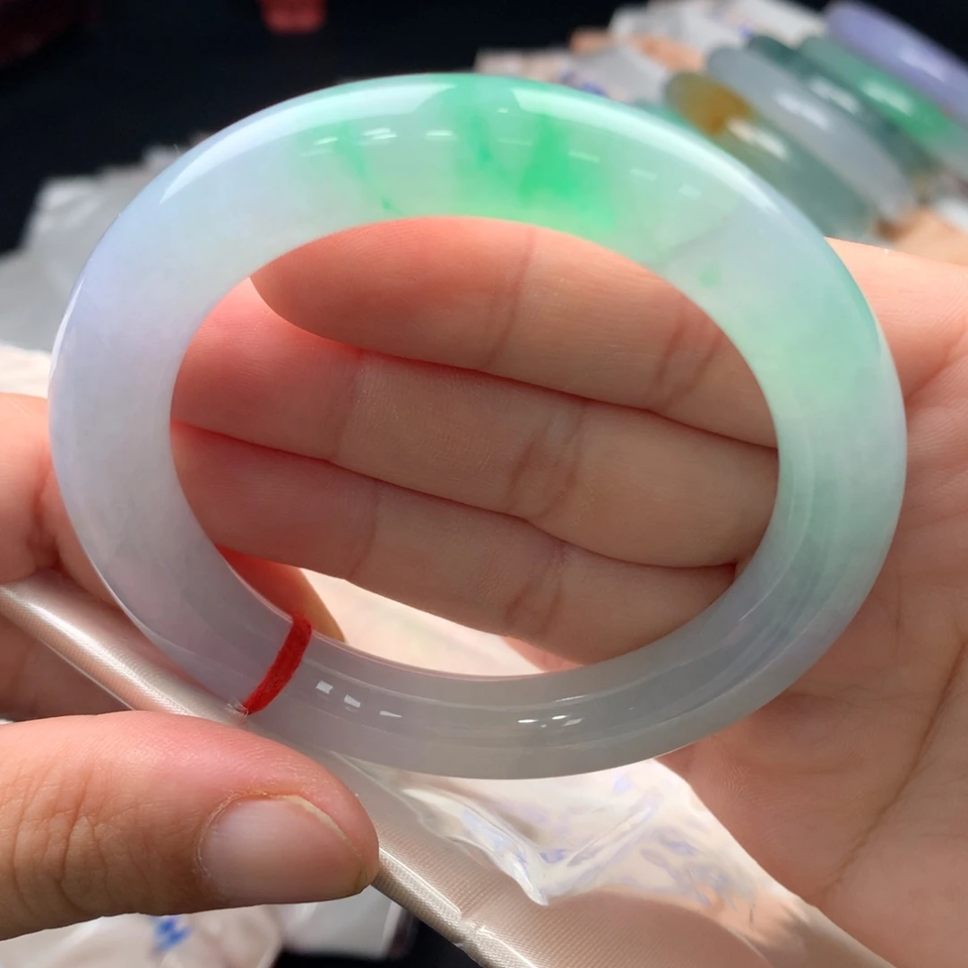 翡翠未镶嵌手镯40号，贯穿裂
