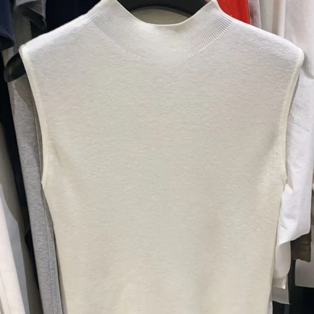 秋款新款外穿打底无袖短款百搭纯色简约修身显瘦背心