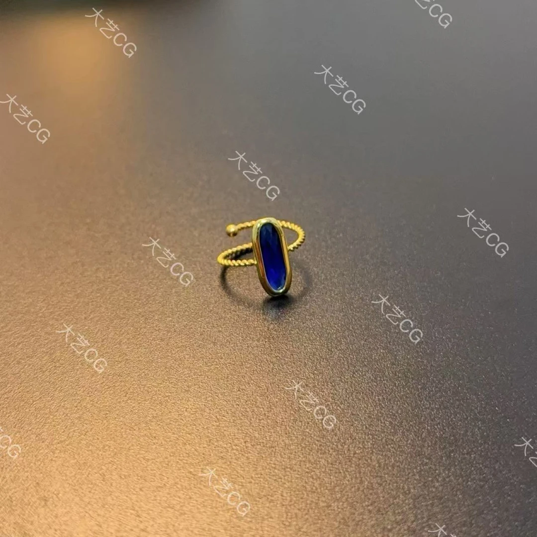 合金锆石戒指 蓝色超细戒指正反可戴彩色可调节指环RICus 0425