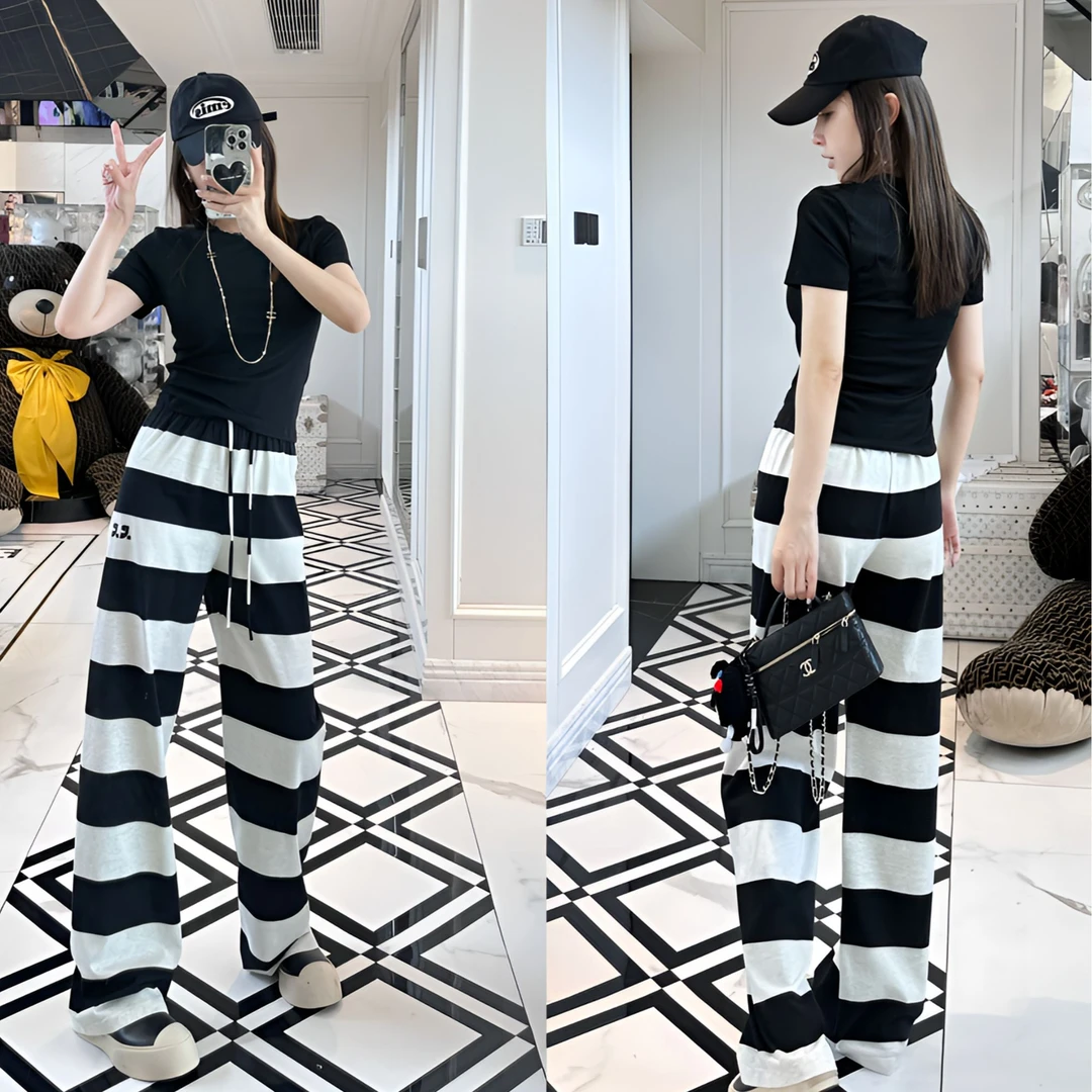 R&R小众潮牌条纹直筒裤